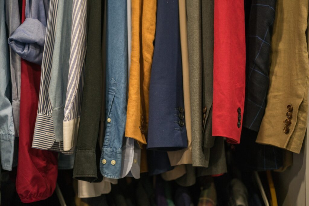 clothes in a closet